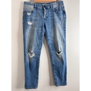 Mavi Ada Boyfriend Jeans Womens 29 Distressed Button Fly Medium Wash Denim
